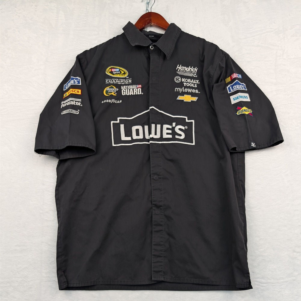 Chase Authentics Shirt Men's XL Black NASCAR Jimmie Johnson Lowe's Crew Race Y2K